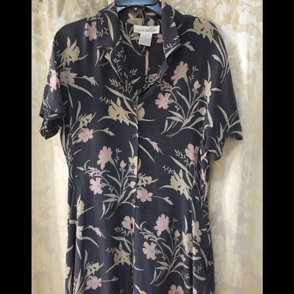 Jones New York silk dress button down pockets 14 - Picture 11 of 16